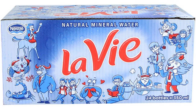 1 thùng nước khoáng Lavie bao nhiêu chai và giá bao nhiêu tiền?