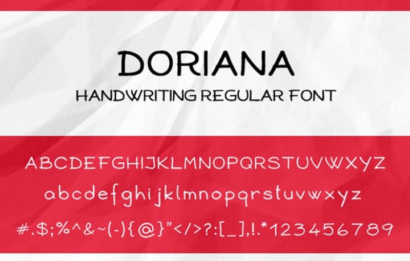 Font chữ đẹp bảng chữ cái Doriana Handwriting Regular