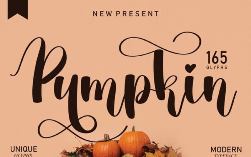 Font chữ đẹp bảng chữ cái Pumpkin Script Typeface