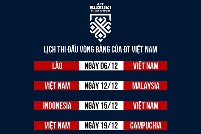 Lịch thi đấu AFF Cup Việt Nam