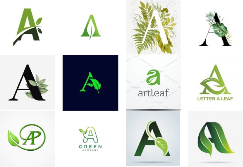 Logo chữ A kết hợp với chiếc lá