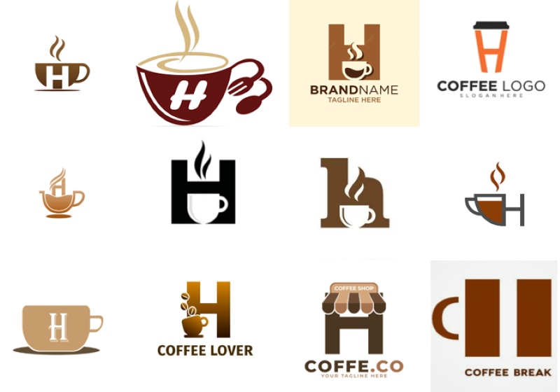 Logo chữ H thương hiệu cafe